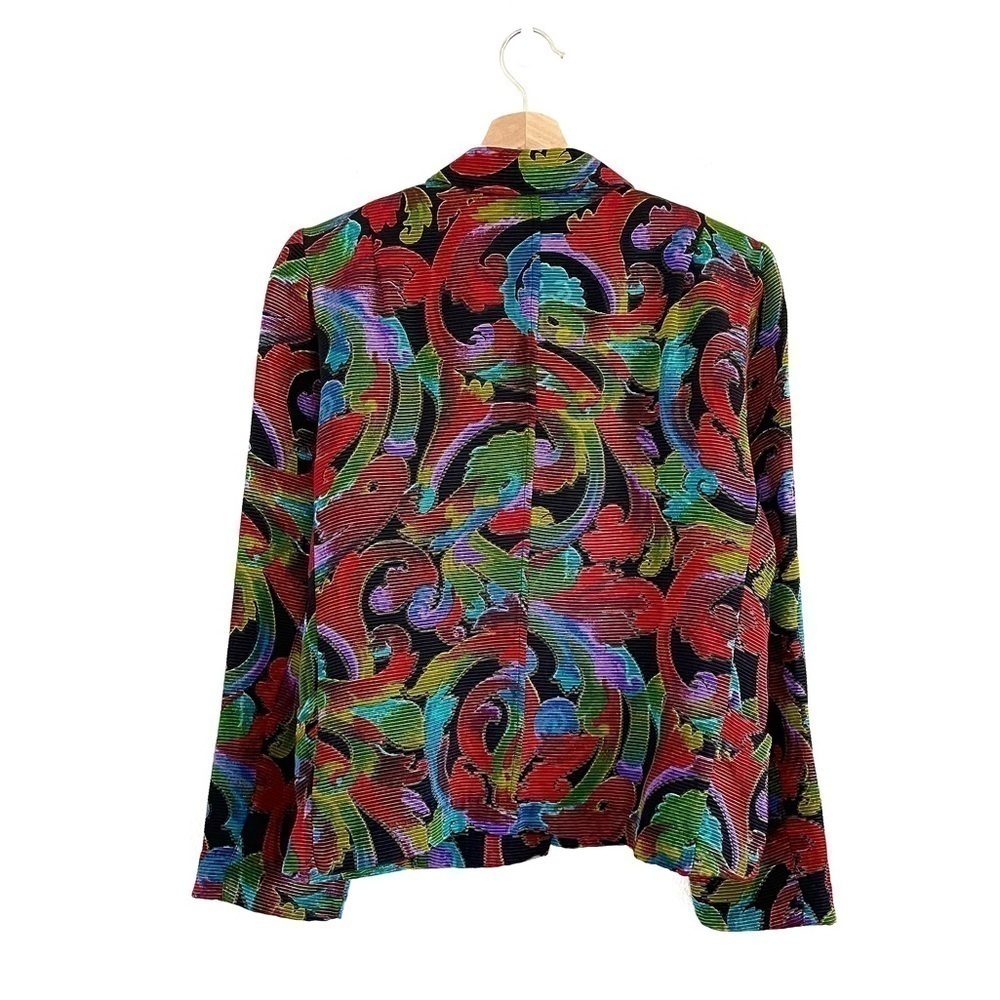 Vintage 90s Hammer Colorful Textured Blazer Jacket Rayon Cotton Modal EU 38 - Picture 2 of 16